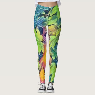 Farbige Herbstlaube mit Herbstfarben Aquarell Leggings