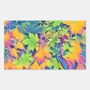 Farbige Herbstlaube mit Herbstfarben Aquarell Rechteckiger Aufkleber