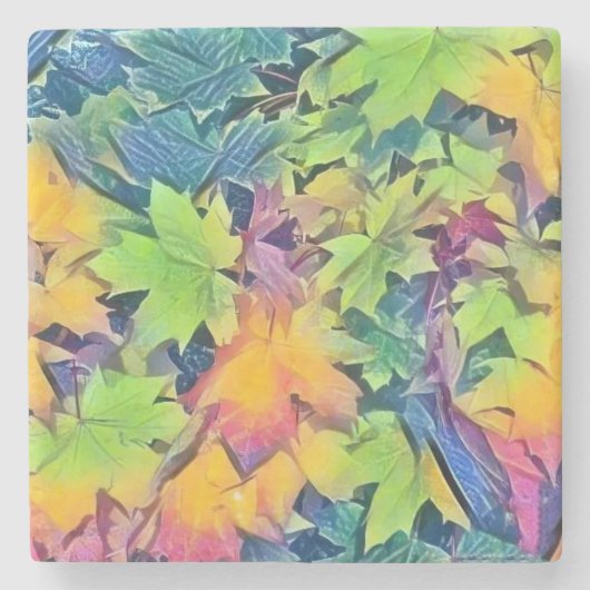 Farbige Herbstlaube mit Herbstfarben Aquarell Steinuntersetzer (Vorderseite)