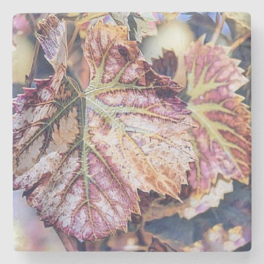 Farbige Herbstlaube mit Herbstfarben Aquarell Steinuntersetzer (Vorderseite)