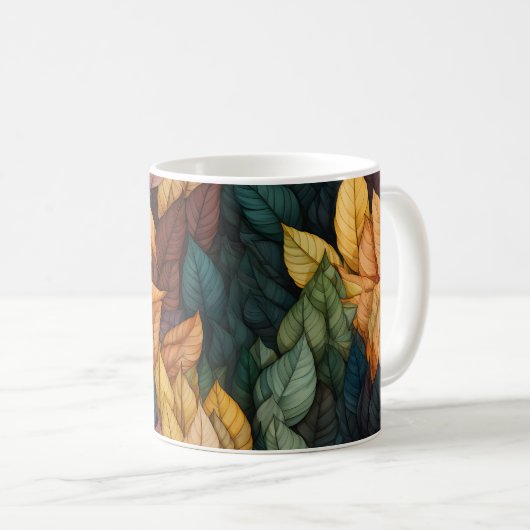 Farbige Herbstlaube Muster Kaffeetasse (VorderseiteRechts)