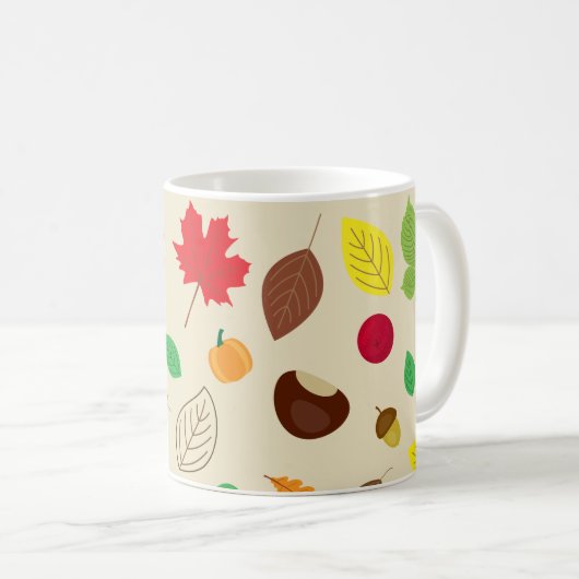Farbige Herbstleaves Berries Pumpkin Muster Kaffeetasse (VorderseiteRechts)