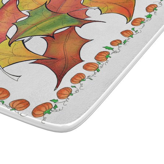 Farbige Herbstleaves fallen Pumpkins Glas Schneidebrett (Ecke)