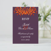 Farbige Herbstleaves Plum Orange RSVP Cards (Stehend Vorderseite)