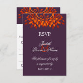 Farbige Herbstleaves Plum Orange RSVP Cards (Vorne/Hinten)