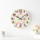 Farbige Herbstreben in warmen Tönen Große Wanduhr (Zuhause)