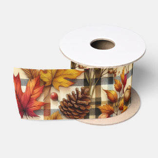 Farbige Herbstverläufe auf Karierten Satinband