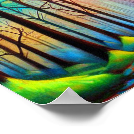 Farbige Herbstwaldwege Poster (Ecke)