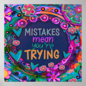 Farbige Herz-Blume Inspirierte Fehler Zitat Poster (Vorne)