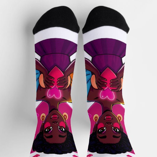 Farbige Herz-Mädchen-Socken – Süßes Kunstdesign Socken (Oben)