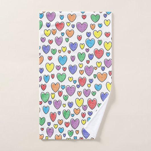 Farbige Herzen Badhandtuch Set (Handtuch)