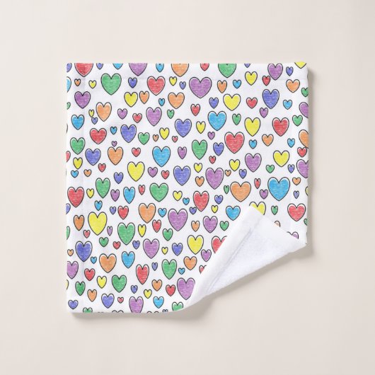 Farbige Herzen Badhandtuch Set (Waschlappen)