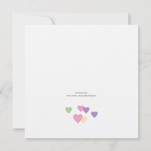 Farbige Herzen Einladung (Rückseite)
