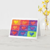 farbige Herzen in den Quadraten Karte (Gelbe Blume)