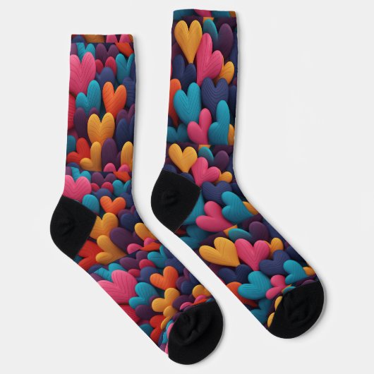 Farbige Herzen mit Texturen Socken (Rechts)