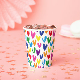 Farbige Herzen Pappbecher