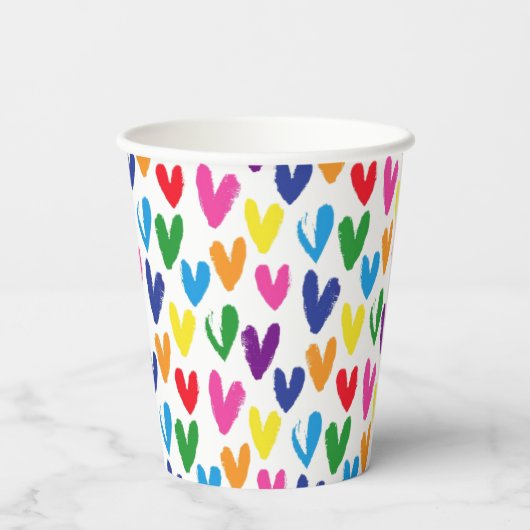 Farbige Herzen Pappbecher (Rückseite)