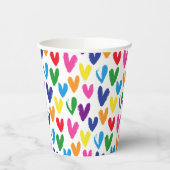 Farbige Herzen Pappbecher (Links)