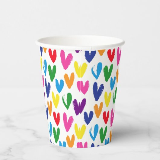 Farbige Herzen Pappbecher (Rechts)