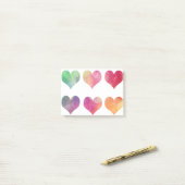 Farbige Herzen Post-it Klebezettel (Auf Schreibtisch)