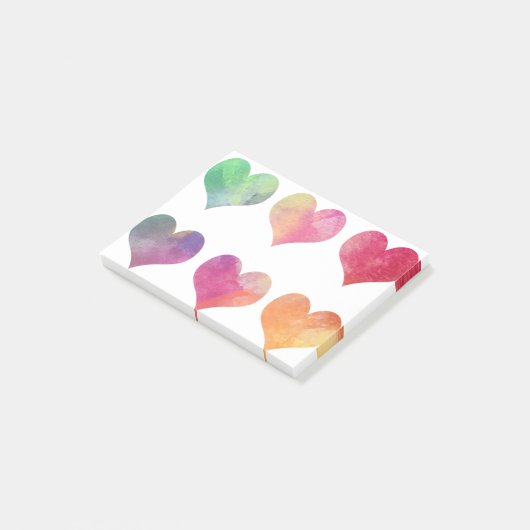 Farbige Herzen Post-it Klebezettel (angewinkelt)