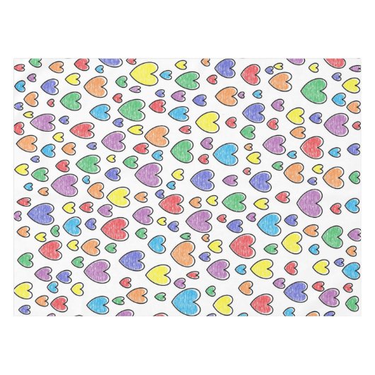 Farbige Herzen Tischdecke (Vorderseite (Horizontal))