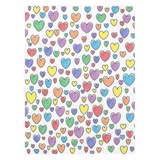Farbige Herzen Tischdecke (Vorderseite)