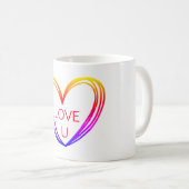 FARBIGE HERZTEXT-TASSE KAFFEETASSE (VorderseiteRechts)