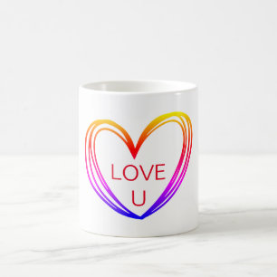 FARBIGE HERZTEXT-TASSE KAFFEETASSE