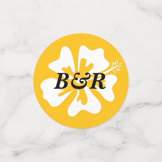 Farbige Hibiskus-Blume-Logos personalisiert Konfetti (Klein Vorderseite)