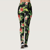 Farbige Hibiskus-Blume Nahtloses Muster Leggings (Rückseite)