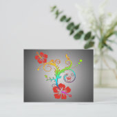 Farbige Hibiskus-Dekoration Postkarte (Stehend Vorderseite)