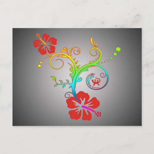 Farbige Hibiskus-Dekoration Postkarte (Vorderseite)