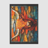 Farbige Highland Cow, verklebtes Glas EH4 Decoupag Seidenpapier (Vorderseite)