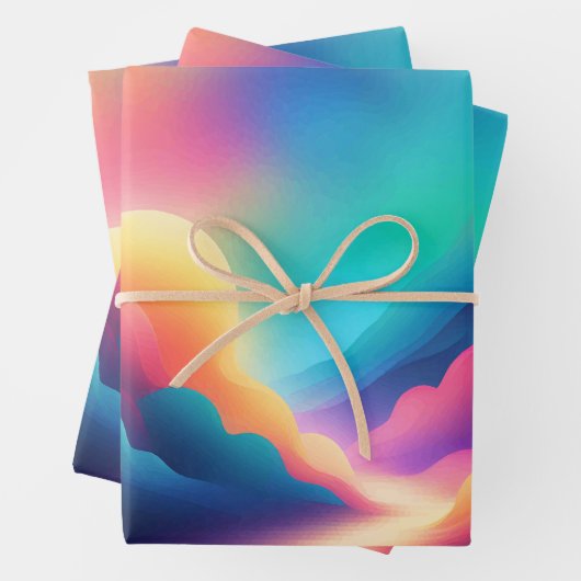 Farbige Himmelswolken Geschenkpapier Set (Beispiel)