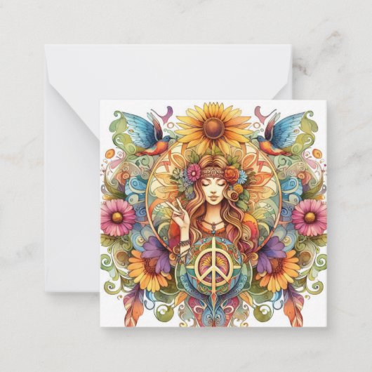 Farbige Hippiekarte Mitteilungskarte (Vorderseite)