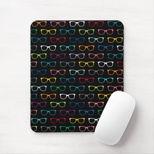 Farbige Hipster Glasmuster Schwarz Mousepad (Mit Mouse)