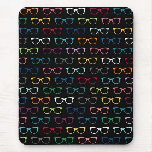 Farbige Hipster Glasmuster Schwarz Mousepad (Vorne)