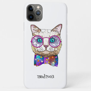 Farbige Hipster Katze, Personalisiert Case-Mate iPhone Hülle