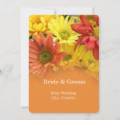 Farbige Hochzeit in Rot, Gelb, Orange und Blume Einladung (Rückseite)
