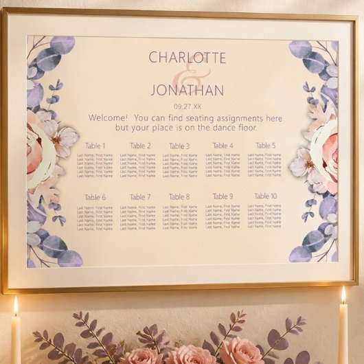 Farbige Hochzeitstabelle für Blumenmuster Poster