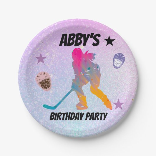 Farbige Hockey-Player-Teller Pappteller (Vorderseite)