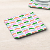 Farbige Hogs Pink Blue Green Orange Cork C Untersetzer (Linke Seite)
