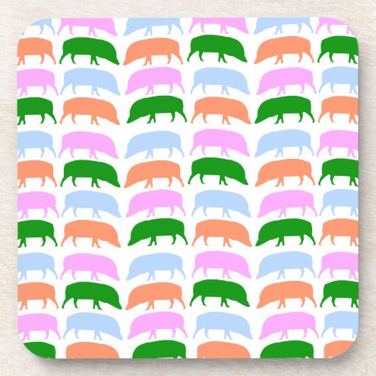 Farbige Hogs Pink Blue Green Orange Cork C Untersetzer (Vorderseite)