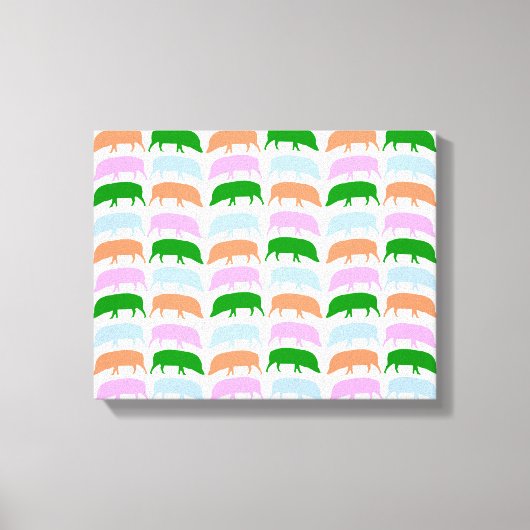 Farbige Hogs Pink Blue Green Orange Leinwand (Vorderseite)