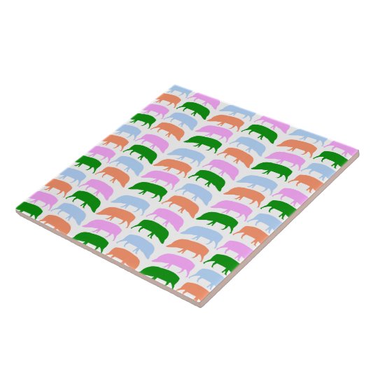 Farbige Hogs Pink Blue Green Orange Tile Fliese (Seite)