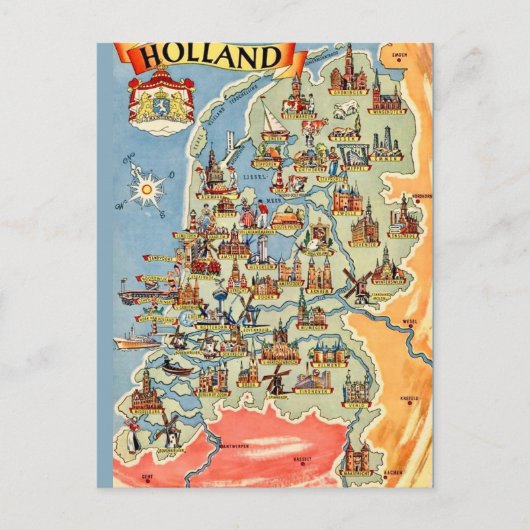 Farbige Holland-Karte Postkarte (Vorderseite)