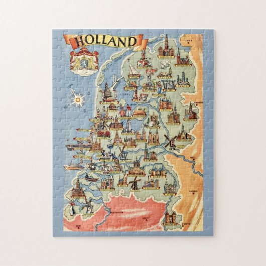 Farbige Holland-Karte  Puzzle (Vertikal)
