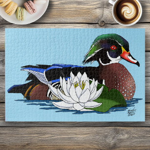 Farbige Holzente Wasserlilie Wildtier Blau Puzzle