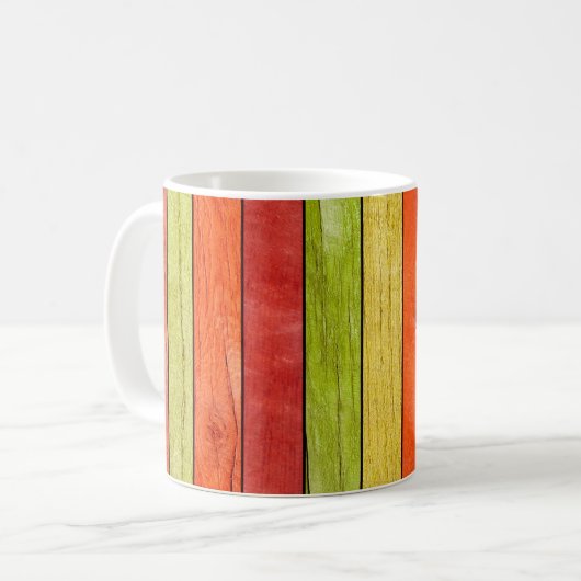 farbige Holzstruktur, 3D-Abbildung3d, abstrakte Kaffeetasse (Vorderseite Links)